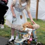 Gabriella Laboy, 9, of Sequim takes on the character of Goldilocks with her three bears in tow during Saturdays Kids Parade during the first weekend of the 128th annual Sequim Irrigation Festival. Gabriella took first place with the judges in the storybook category of the parade. (Keith Thorpe/Peninsula Daily News)