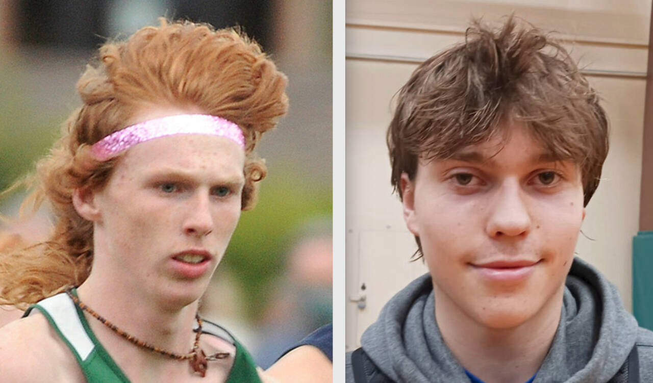 Port Angeles Jack Gladfelter, left, and Parker Nickerson each won two events at the Olympic League track and field championships this weekend.