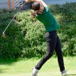 Port Angeles Piper Williams tees off during the Olympic League Golf Championships at Kitsap Golf & Country Club on Monday. Williams finished second in the girls tournament. (Nicholas Zeller-Singh/Kitsap News Group)