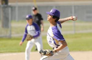 Sequims Toppy Robideau pitches against Franklin Pierce on Tuesday in Sequim. The Wolves lost their district playoff game 12-2 but finished the season with a winning record at 11-10. (Michael Dashiell/Olympic Peninsula News Group)