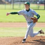Alec Dietz/The Chronicle
Port Angeles Kole Acker releases a pitch against W.F. West in the opening round of state in Chehalis on Saturday.