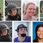 Olympic Peninsula players named to the Olympic League all-league first team. Clockwise, upper left, Hannah Bates, Sequim; Mia Pozernick, Sequim; Natalie Robinson, Port Angeles; Lily Halberg, Port Angeles; Lexi King, Sequim; Lainey Vig, Sequim; Taylee Rome, Sequim.