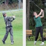 Keith Thorpe/Peninsula Daily News
Port Angeles' Phoenix Flores, left, placed 34th at the state 2A golf championships while PA's Piper Williams finished 17th in the girls 2A state championship.