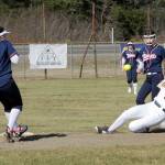 Lonnie Archibald/for Peninsula Daily News 
Forks Keira Johnson slides in safely with a steal of second base during the Spartans doubleheader with Pe Ell earlier this season.