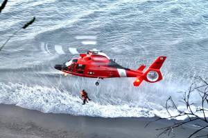 A helicopter from the Coast Guard station in Port Angeles assists in the rescue. (Clallam County Sheriffs Office)