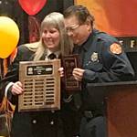 Blaine Zechenelly receives the Washington Volunteer EMS Responder of the Year award on May 20 at the Washington State Fire Fighters Associations (WSFFA) 100th anniversary conference in Wenatchee. (Clallam County Fire District 3)