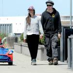 Goby McCaffrey, 3, does his best Spiderman act in his battery-powered Spider-Mobile with his parents, Teresa and Travis McCaffrey of Port Angeles, while strolling the Esplanade on the Port Angeles waterfront on Wednesday. The family was on a springtime stroll and the youngster had insisted on superhero regalia. (Keith Thorpe/Peninsula Daily News)