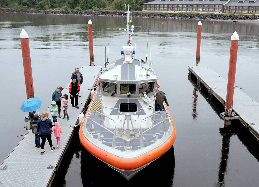 A U.S. Coast Guard response boat awaits public tours at Port Angeles City Pier during the Port Angeles Maritime Festival on Saturday. (Keith Thorpe/Peninsula Daily News)