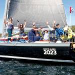 Team We Brake for Whales, currently in first place in the Race to Alaska, pulled into the checkpoint in Bella Bella, British Columbia, on Sunday. The team could reach the finish line in Ketchikan, Alaska, as soon as today. (Peter Geerlofs via Northwest Maritime Center)