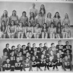 (Top) The 1972 Port Angeles girls swim team, the first girls team at the high school after Title IX passed, and the (bottom) 1956 Roughriders football team that went 7-1 will be inducted in August into the Port Angeles Hall of Fame.