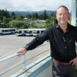 KEITH THORPE/PENINSULA DAILY NEWS
Clallam Transit General Manager Kevin Gallacci, shown on Wednesday at the Port Angeles bus yard, plans to retire at the end of June.