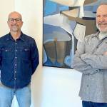 Port Townsend artists Eric Fanson, left, and Fred Videon are featured at the  inaugural show at Little Wing Gallery.