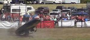 ASBR/YouTube
The Jeepers Creepers sprint boat driven by Dillion Cummings with Teri Cummings, both of Sequim, crashes out during a qualifying run Saturday. The crash caused injuries to the crew and delayed the race for 30 minutes as medical officials treated the driver and navigator.