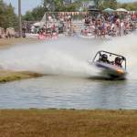 The Psycho Racing No. 151 boat with Kyle Patrick of Albany, Ore., driving races in the unlimited class at the American Sprint Boat Racing at the Extreme Sports Park outside of Port Angeles. A total of 38 teams from the U.S. and New Zealand competed in unlimited, modified and 400 classes in racing that was expanded to two days this summer. For final results, go online at cmg-northwest2.go-vip.net/peninsuladailynews or look in Tuesday's sports section. The sprint boats will return to the ESP on Sept. 9-11. (Dave Logan/for Peninsula Daily News)