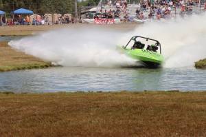 The Port Angeles-based Wicked Racing Team competes at the Extreme Sports Park on Sunday in the American Sprint Boat Racing finals in the unlimited class. The Wicked Racing boat, driven by Dan Morrison and navigated by Sami Gustufson, finished third. A total of 38 teams from the U.S., Canada and New Zealand competed at ESP this weekend. (Dave Logan/for Peninsula Daily News)