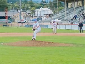 Colby Scheuber of Ocosta High School and Grays Harbor College, was the top pitcher for the Port Angeles Lefties this season, finishing with an ERA of 2.16, second-best in the West Coast League. (Pierre LaBossiere/Peninsula Daily News)