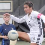 KEITH THORPE/PENINSULA DAILY NEWS
Peninsula's Keilee Silva steps high for the ball as Bellevue's Daisy Morris look on during Wednesday's match in Port Angeles.