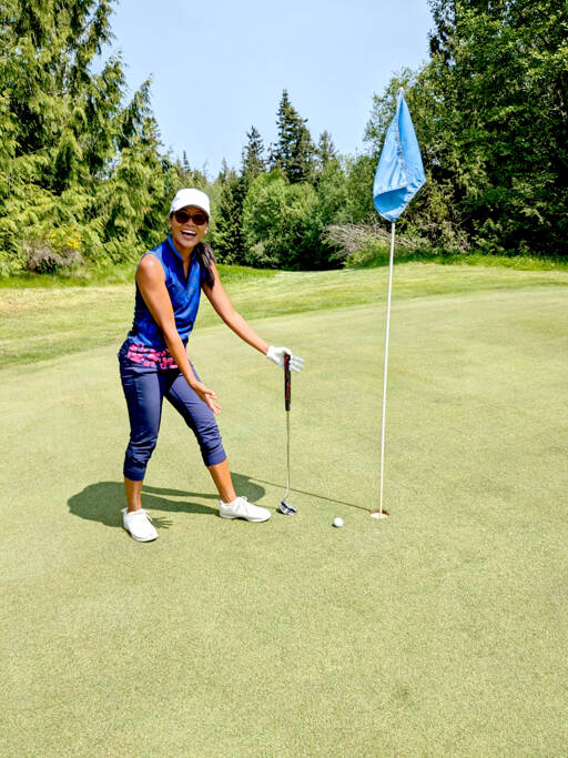 Discovery Bay Womens Golf Club member Jane Peoples was left with a tap-in birdie after she came close to a hole-in-one on No. 14 during the groups weekly play Thursday.
