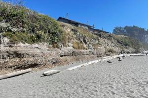 Attached is photo from Murray visit of cabins at edge of bluff at Kalaloch -- could perhaps run online.