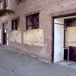 Demolition of a derelict building at 204 E. Front St. in downtown Port Angeles is slated to begin next Monday, prompting temporary lane closures on Front Street leading into the downtown area. (Keith Thorpe/Peninsula Daily News)