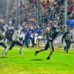 Steve Mullensky/for Peninsula Daily News
East Jefferson’s Gary Zambor makes the catch at the 3-yard line during an October 2022 win over Klahowya. Zambor will be counted on once again to be a playmaker for the Rivals on both sides of the football.
