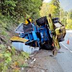 Traffic was blocked and then diverted when a large trailer rolled over on U.S. Highway 101 east of Olympic Hot Springs Road.(Clallam 2 Fire-Rescue)