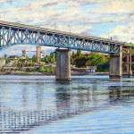 Ross Island Bridge by Michael Stasinos is among 58 paintings in Weather or Not, the plein air art show opening Friday at Jeanette Best Gallery in Port Townsend.