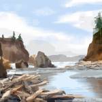 Ruby Beach High Tide by Sequim artist Roger Morris appears in Weather or Not, the plein air art show opening Friday at Jeanette Best Gallery in Port Townsend.