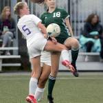 KEITH THORPE/PENINSULA DAILY NEWS
Port Angeles Kedryn DeScala, right, is the Roughriders leading returning scorer this fall with six goals last season.