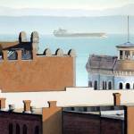 Painter Chris Witkowski's "Port Townsend Rooftops" is one of 45 new artworks installed at Jefferson Healthcare hospital. image courtesy Northwind Art