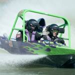 The Live Wire No. 02 boat, driven by Matt Denson and navigated by Vaughn Trapp of Port Angeles, takes on the Extreme Sports Park course this weekend in the 400 class. A total of 33 teams from all over the Pacific Northwest, Canada and New Zealand competed Saturday and Sunday at the ESP. (Jeff Halstead/for Peninsula Daily News)