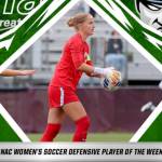 Claire Henninger of Sequim was named the Great Northwest Athletic Conference Player of the Week for last week. Henninger, a goalkeeper, now plays for Western Washington University and helped the Vikings with the NCAA Div. II national championship last year.