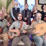 Founding musicians of the Port Townsend Symphony Orchestra Chamber Music Series include, front row, from left to right: Mike McLeron, mandolin; William Walden, guitar; and Guy Smith, lute. Back row, from left to right: Marina Rosenquist, violin; Michael Carroll, piano; Joel Wallgren, clarinet; Pamela Roberts, cello; and Sung-Ling Hsu, piano and viola.