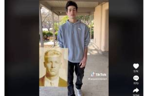Sequim High School student Ayden Humphries presents a video asking producers of The Boys in the Boat to premier their film at SHS for a fundraiser to help local homeless youths. (Image from Sequim Interact TikTok video)