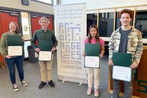 Pictured, from left to right, are Sarah Ward, Henry Walsh, Yau Fu and Zachary Pullara