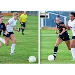 East Jeffersons Ava Shiflett, left, was named to the Nisqually League girls soccer first team while Iris Mattern, right, was named the Nisqually League MVP. (Jim Emery photos)