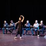 Soledad Barrio, foreground, and Noche Flamenca give a demonstration last Saturday at Field Arts & Events Hall, where they will give two performances this weekend. (Nora Pitaro/Field Arts & Events Hall)
