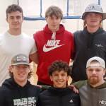 Port Angeles football team seniors include, clockwise from upper left, Jason Hawes, Parker Nickerson, Landyn Jones, Ezra Townsend, Kason Albaugh and Tanner Flores. (Pierre LaBossiere/Peninsula Daily News)