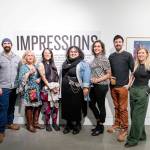 Impressions artists are, from left, Cody Hagen, Monica Gutierrez-Quarto, Erika Harada, Eileen Jimenez, Nikki Jabbora-Barber, Thomas Connery and curator Lindsay Shepherd.