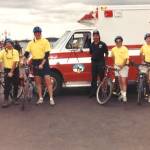 From left, Ted Krysinski, Jordan Pollock, Steve Craig, Andy Schmucker, Max Plattner and Rolf Schumann work at the Wooden Boat Festival circa 1996. (East Jefferson Fire Rescue)