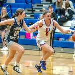 Steve Mullensky/for Peninsula Daily News
East Jefferson's Kaetyn Riley drives for the basket against Cascade Christian's Leisl Nordling during a game in Chimacum Thursday night.