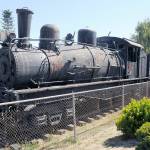 The Rayonier #4 logging locomotive on display at Chase Street and Lauridsen Boulevard in Port Angeles, is undergoing restoration. (KEITH THORPE/PENINSULA DAILY NEWS)