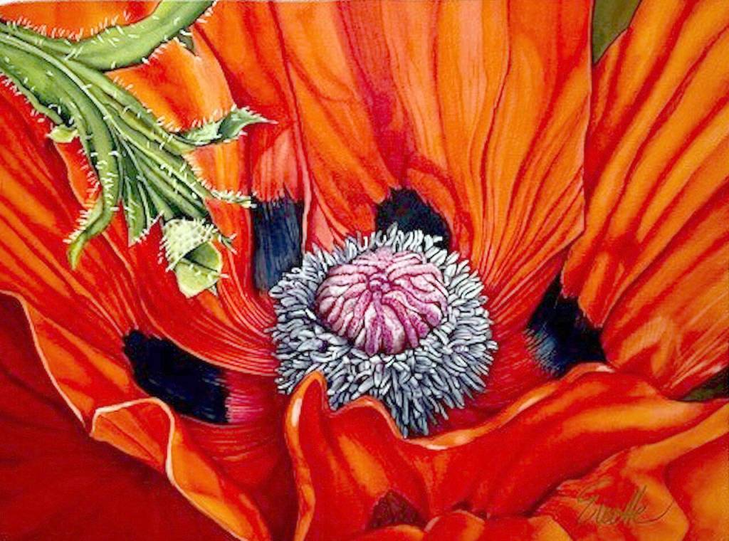 Evette Allerdings of Port Angeles created Orangy, a silk painting, for the Burst of Color show opening today at Port Townsends Jeanette Best Gallery. (Evette Allerdings)