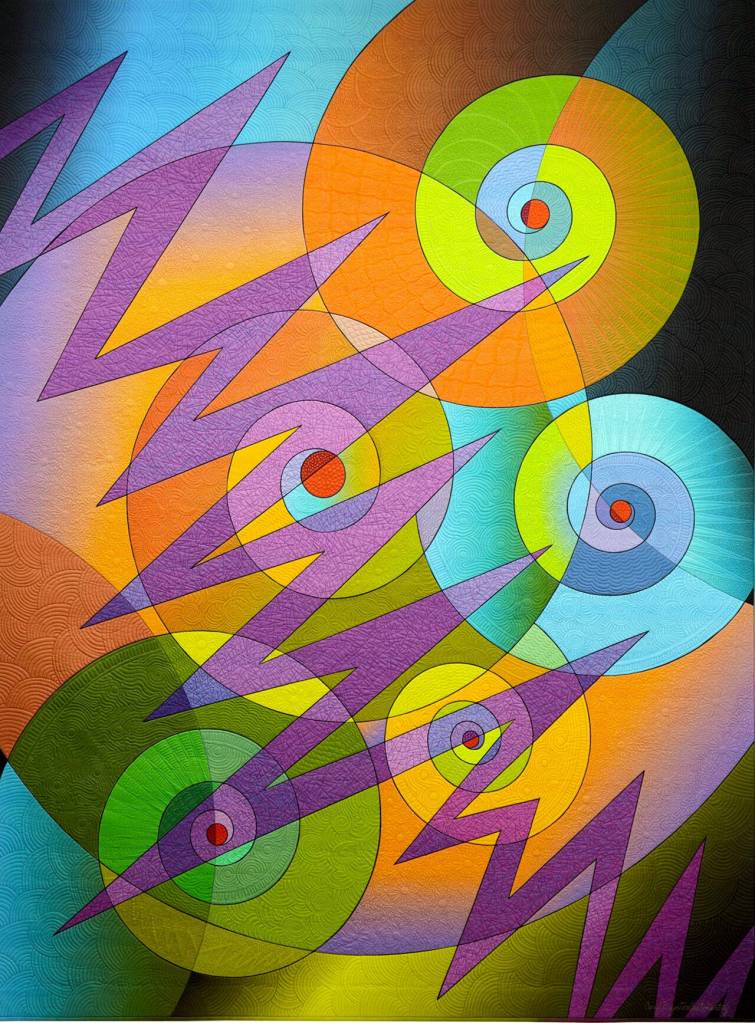 The 61-by-81-inch Electric Snails quilt by Port Townsends Caryl Fallert-Gentry is part of Burst of Color, the exhibition opening today at Northwind Arts Jeanette Best Gallery. (Caryl Fallert-Gentry)