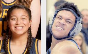 Janessa Ramos, left, Forks girls basketball, and Manaseh Lanphear-Ramirez, East Jefferson wrestling.