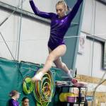 Susannah Sharp of Sequim, competing for the joint Port Angeles/Sequim gymnastics team, preforms on the balance beam Monday at a meet in Port Angeles against Bainbridge. Bainbridge edged Port Angeles/Sequim 164-139. (Dave Logan/for Peninsula Daily News)