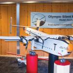 This model airplane currently on display at the Sequim Museum has a wingspan of almost 10 feet.