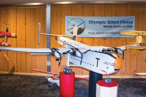 This model airplane currently on display at the Sequim Museum has a wingspan of almost 10 feet.