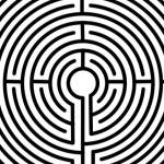 The pattern of the Chartres labyrinth, used for meditative walking.