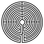 The pattern of the Chartres labyrinth, used for meditative walking.